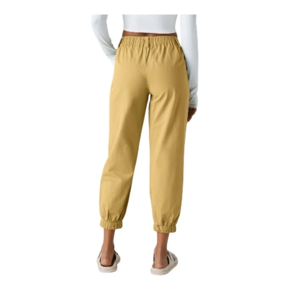 Halara Mid Rise Casual Cotton Joggers with Pockets, Small, NWT, Yellow Jasmine - Picture 2 of 5